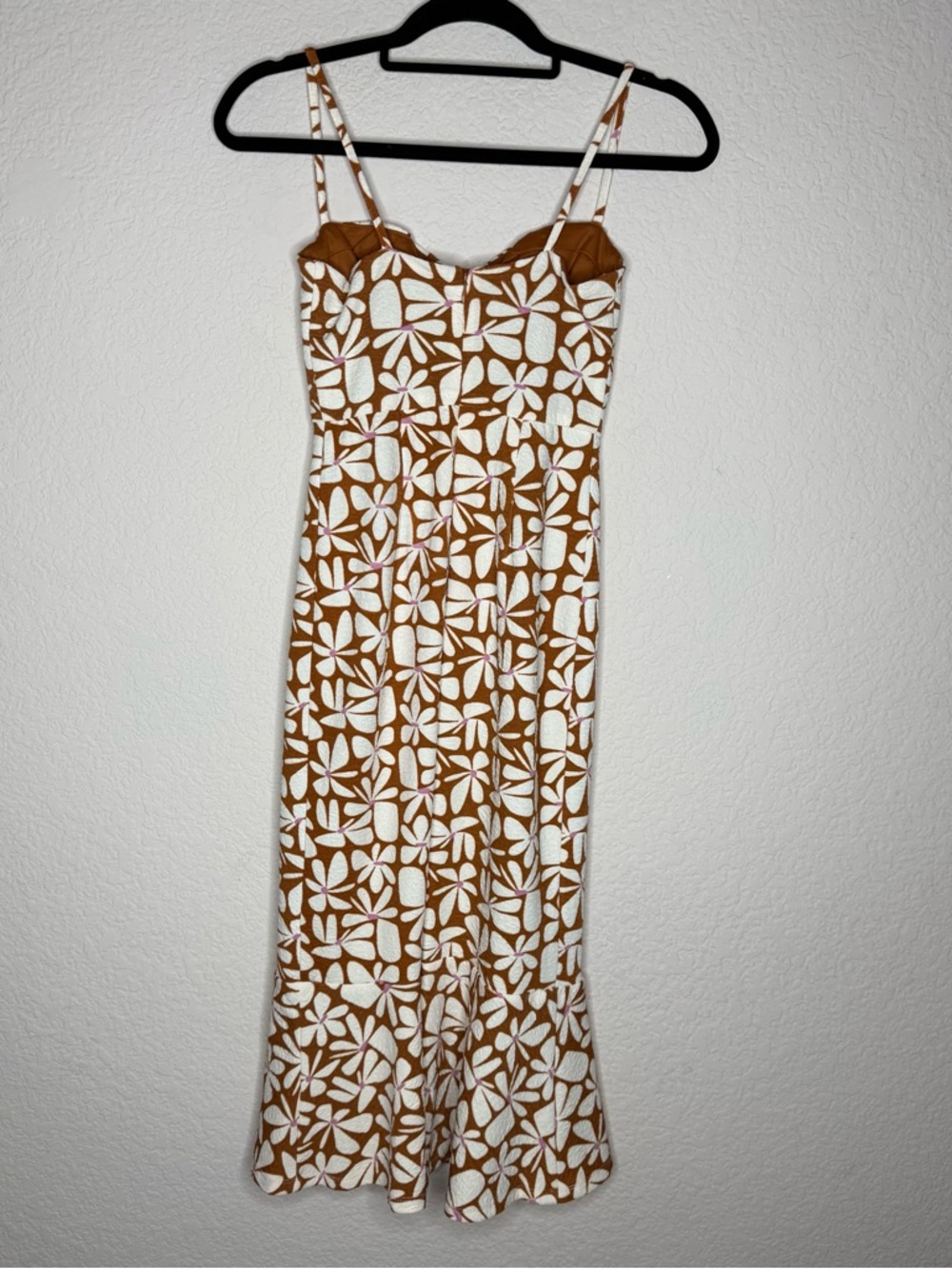 Anthropologie Hutch Brown and White Floral Midi Dress - Picture 4 of 6